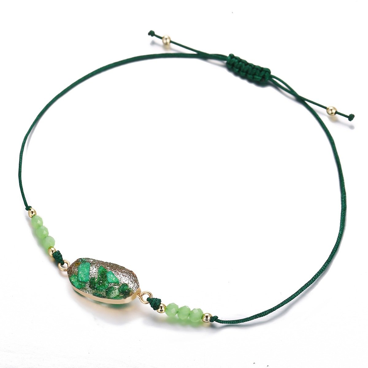 Natural Stone Green 18K Gold Plated Bracelet ITALY Design Elsy Style Bracelet