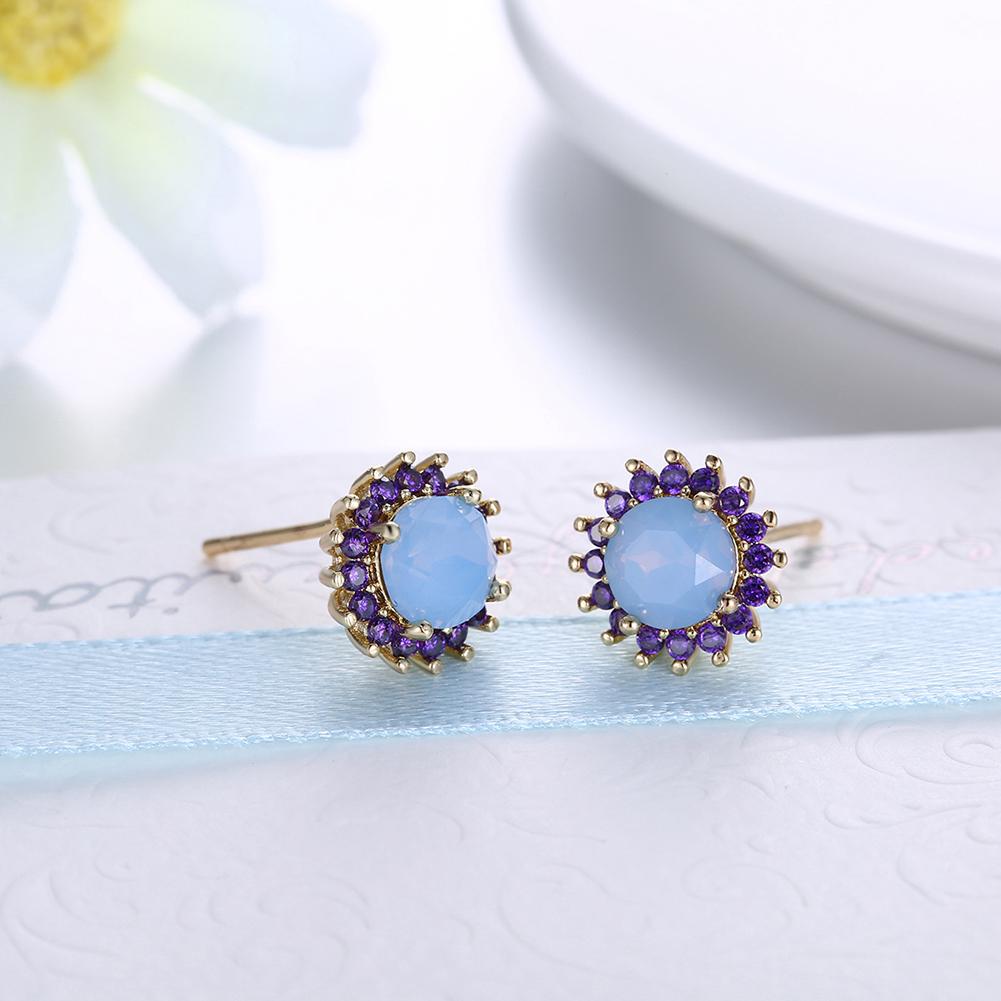 Oceanic Opal Blossoming Stud Earrings in 14K Gold Elsy Style Earring