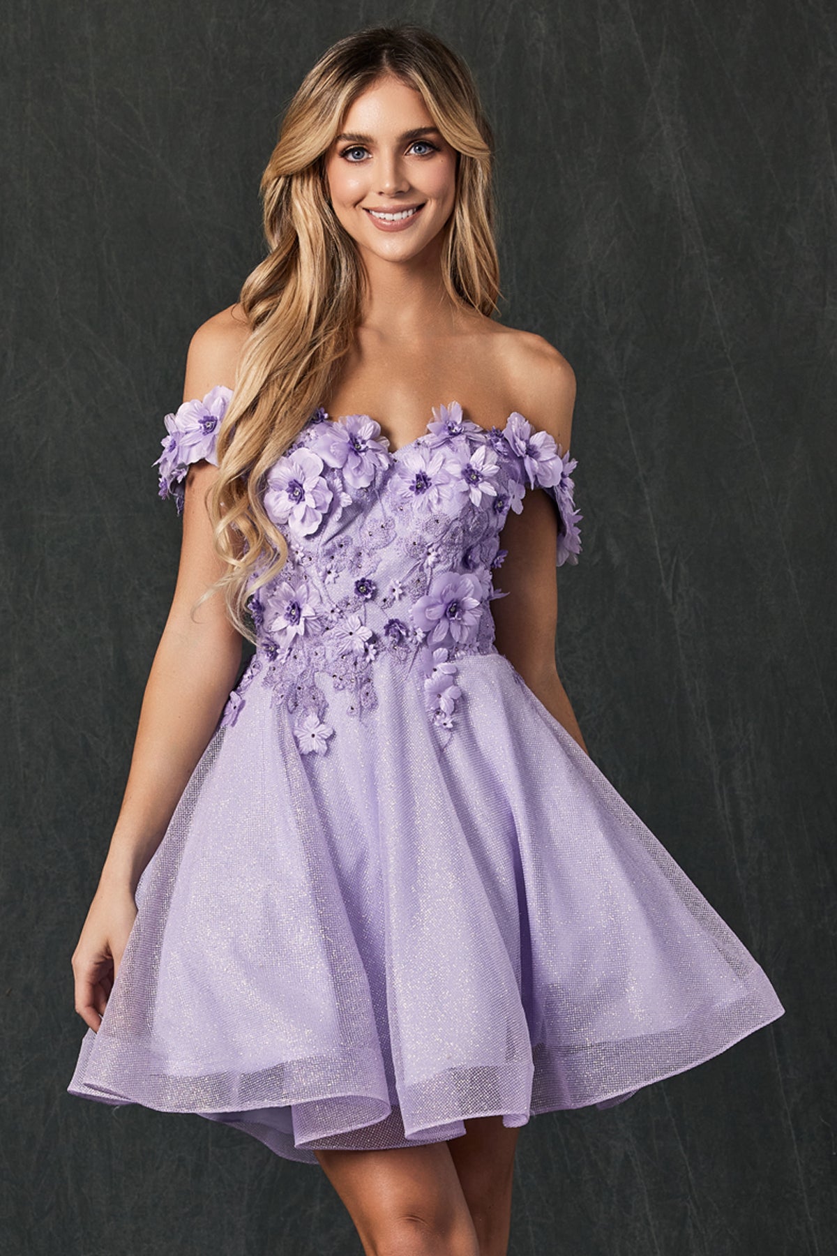 Off Shoulder Embroidered Bodice Short Cocktail & Homecoming Dress JT861 Elsy Style Cocktail Dress