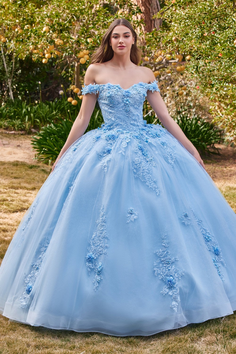 Off The Shoulder floral quince & Prom ball gown Off Shoulder Strapless Floral Sequin Gown Princess Tender Gala Masquerade Dress CD15702 Elsy Style Quinceanera Dress