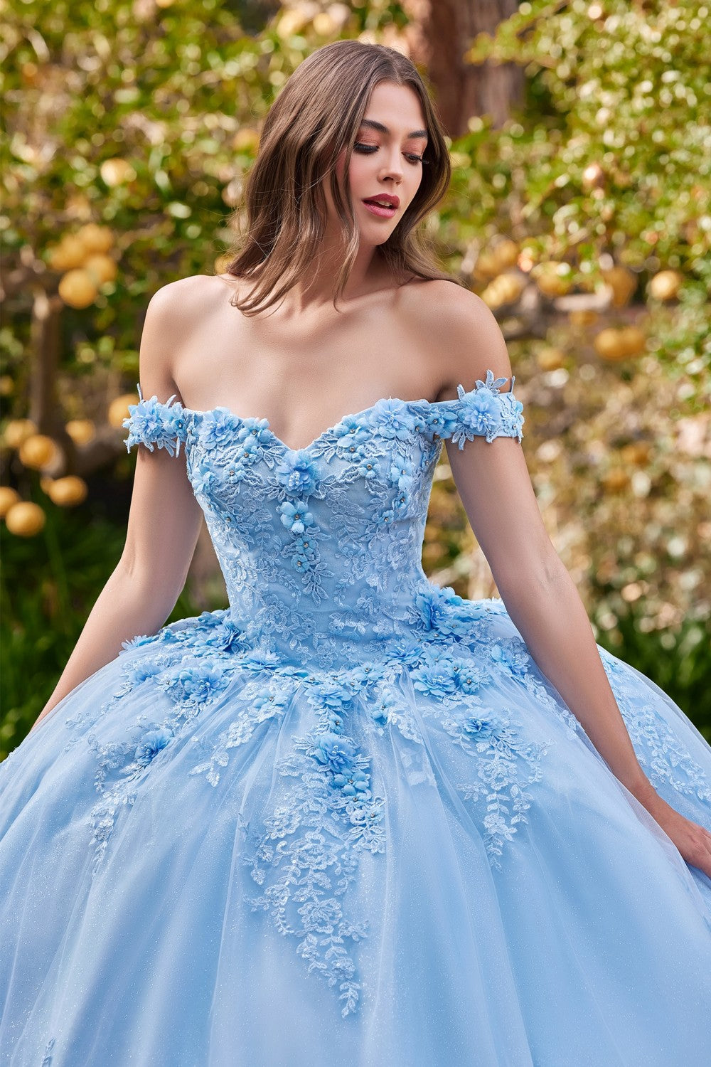 Off The Shoulder floral quince & Prom ball gown Off Shoulder Strapless Floral Sequin Gown Princess Tender Gala Masquerade Dress CD15702 Elsy Style Quinceanera Dress