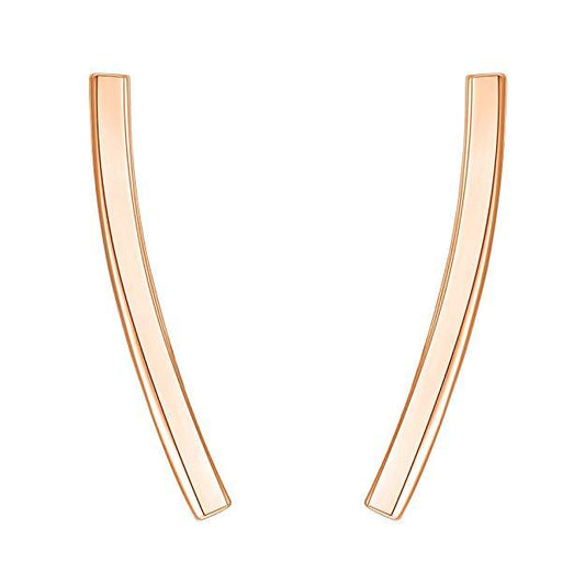 Pav'e  Elements Curved Bar Studs in 14K Rose Gold Elsy Style Earring