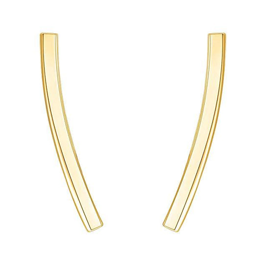 Pav'e  Elements Curved Bar Studs in 14K White Gold Elsy Style Earring