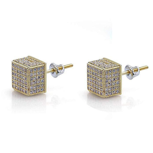 Pave Square Stud Earring Embellished with  Crystals in 18K Gold Plated Elsy Style Earring