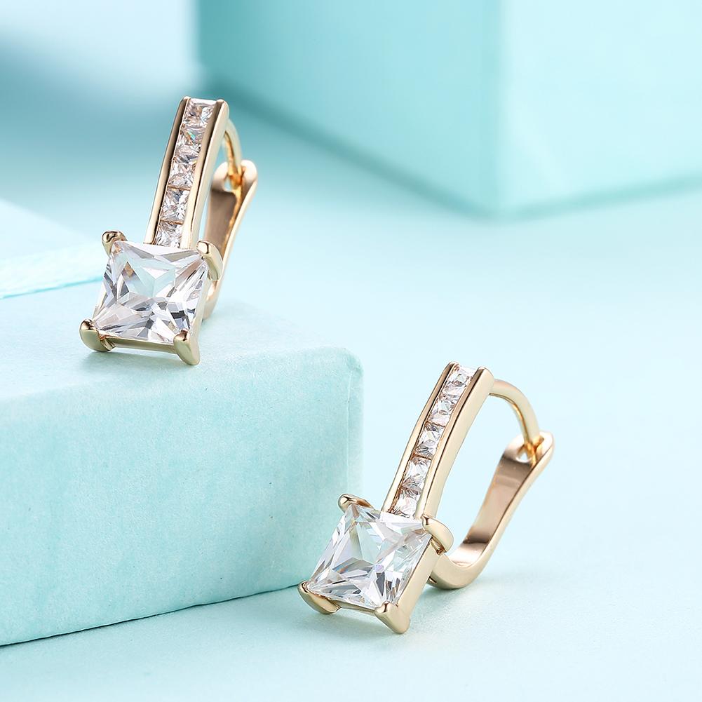 Princess Cut Pav'e  Elements in 14K Gold Elsy Style Earring