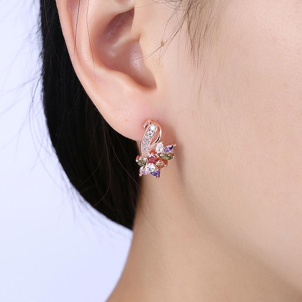 Rainbow Mona Lisa Stud Earring in 18K Rose Gold Plated Elsy Style Earring