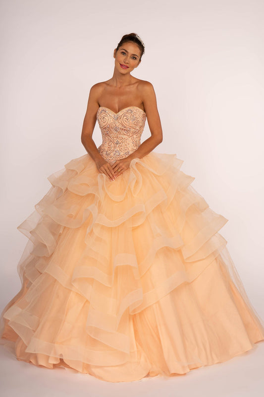 Rhinestone Embellished Sweetheart Ball Gown GLGL2515 Elsy Style QUINCEANERA