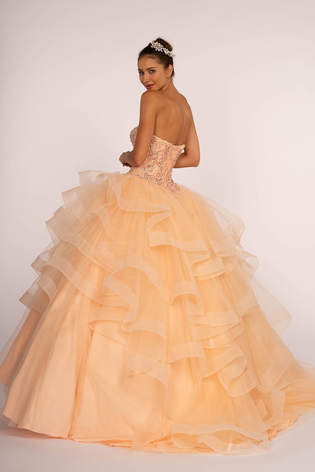 Rhinestone Embellished Sweetheart Ball Gown GLGL2515 Elsy Style QUINCEANERA