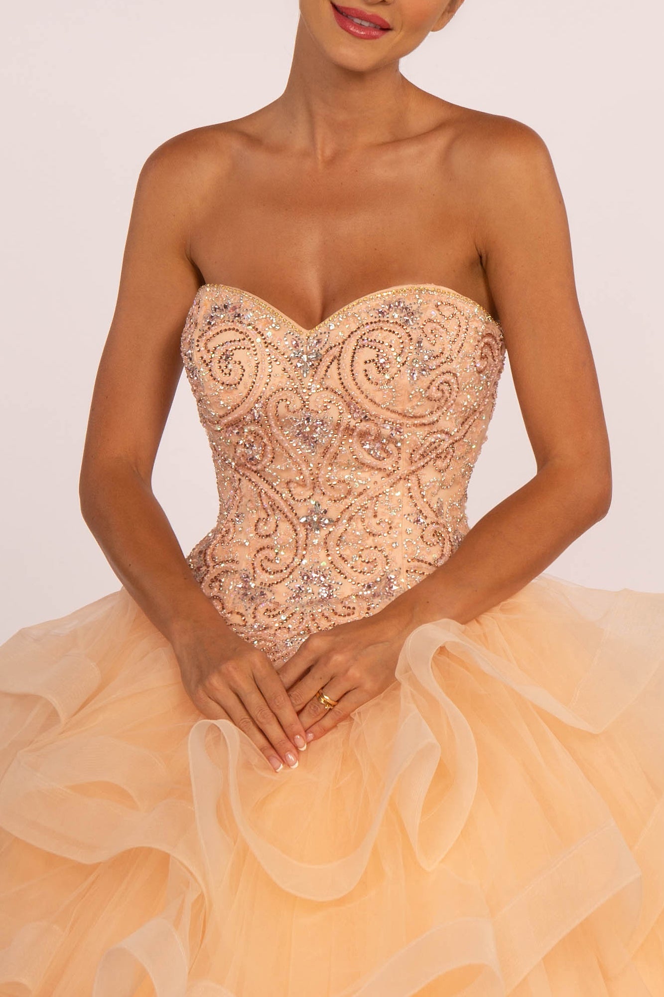 Rhinestone Embellished Sweetheart Ball Gown GLGL2515 Elsy Style QUINCEANERA