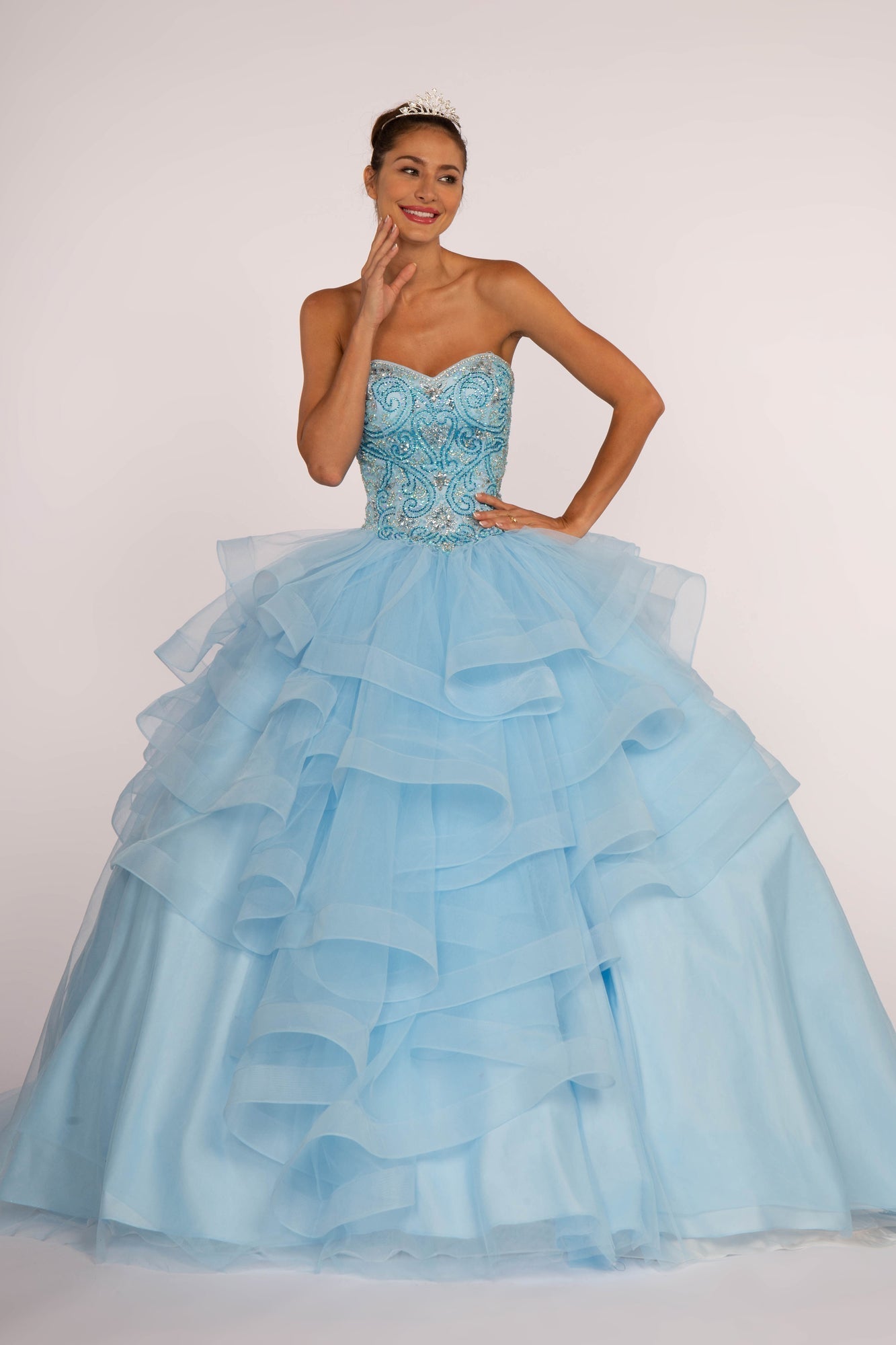 Rhinestone Embellished Sweetheart Ball Gown GLGL2515 Elsy Style QUINCEANERA