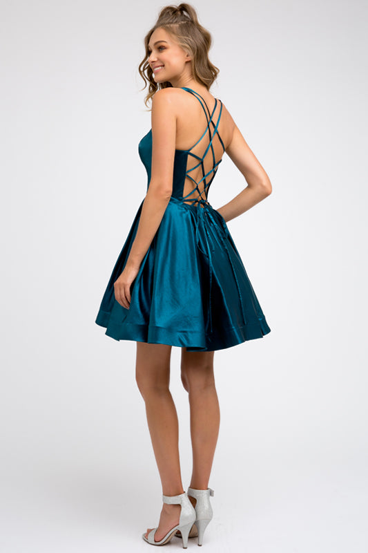 Round Neck Flare Short Cocktail & Homecoming Dress JT852 Elsy Style Cocktail Dress