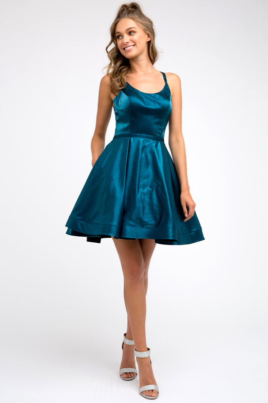 Round Neck Flare Short Cocktail & Homecoming Dress JT852 Elsy Style Cocktail Dress