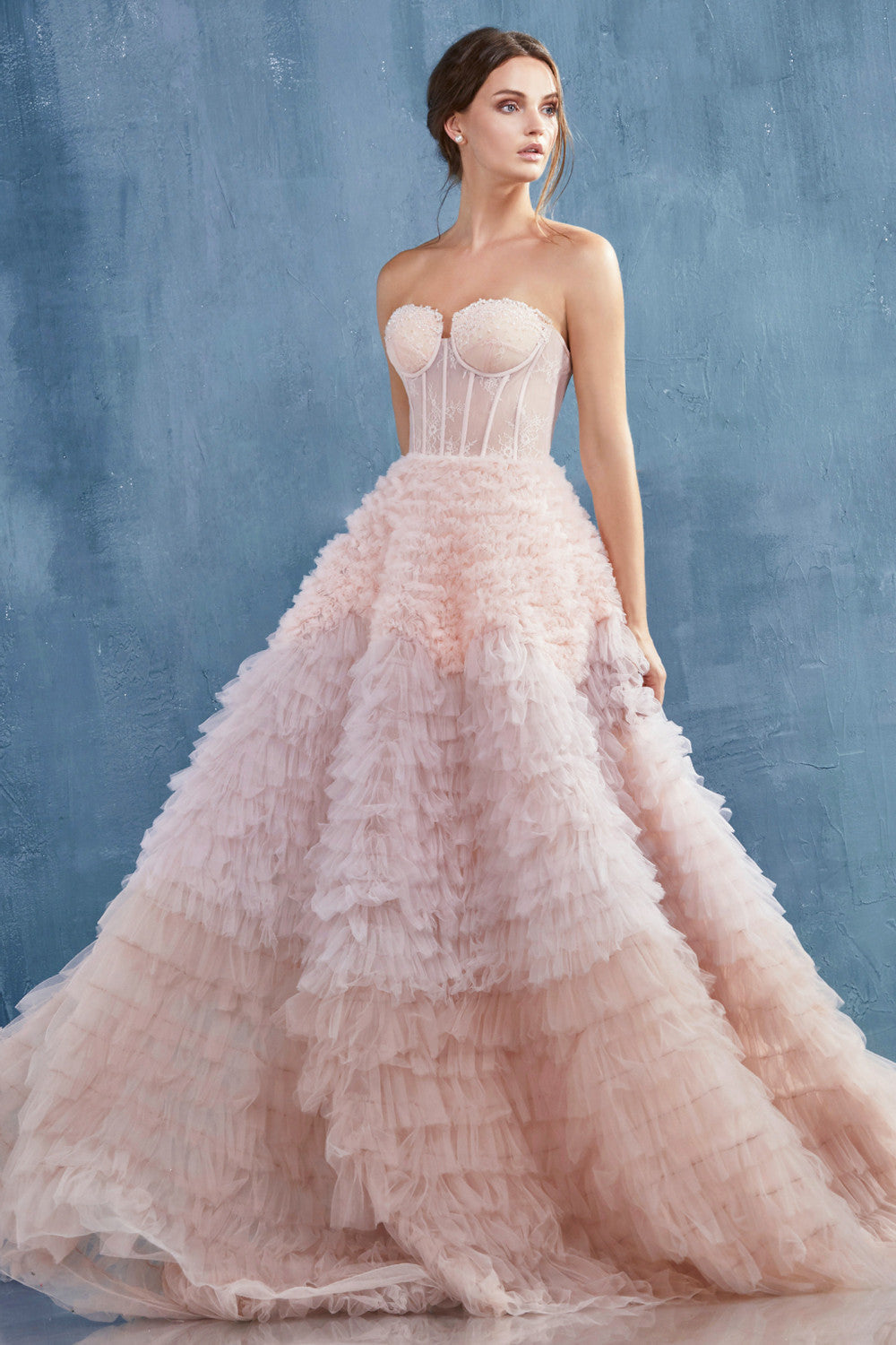 STRAPLESS RUFFLED OMBRE EVA BALLGOWN ALA0767 Elsy Style All dresses