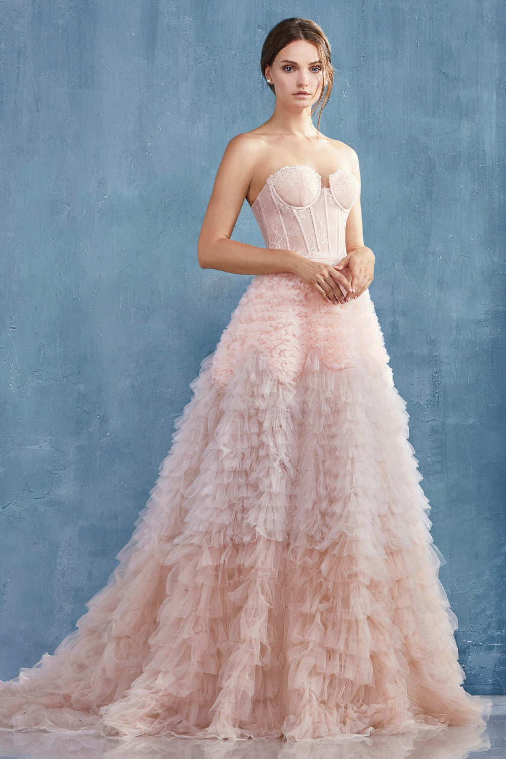 STRAPLESS RUFFLED OMBRE EVA BALLGOWN ALA0767 Elsy Style All dresses