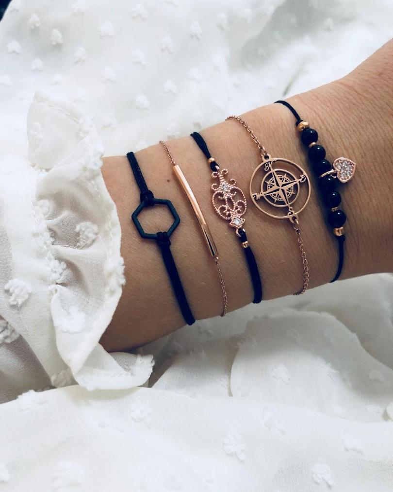 Searching For The Stars Black Marble 5 Piece Bracelet Elsy Style Bracelet