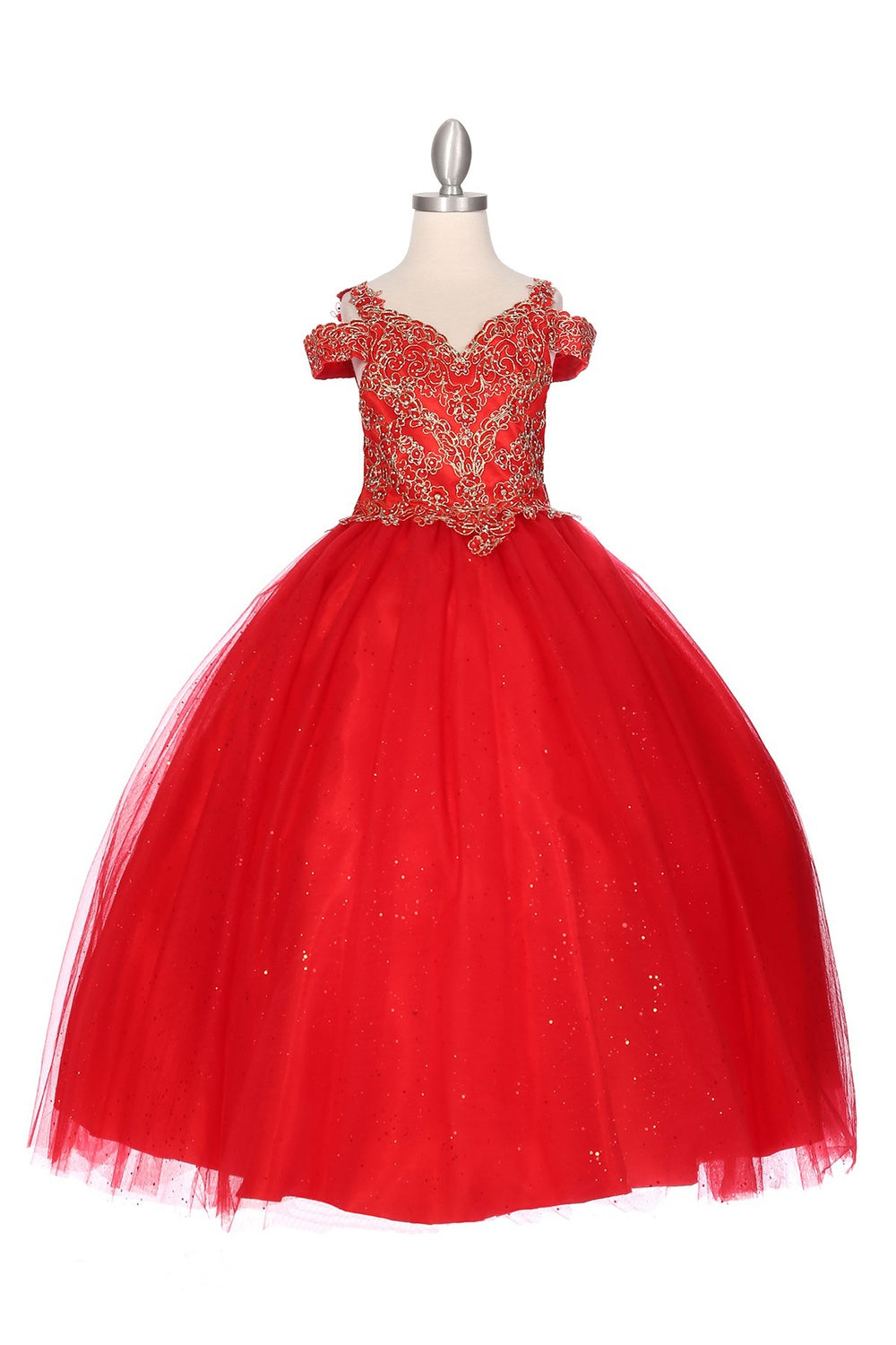 Sheer Elegance Metallic Gitter Sweetheart Quinceanera Kids Dress CU8028 Elsy Style Kids Dress