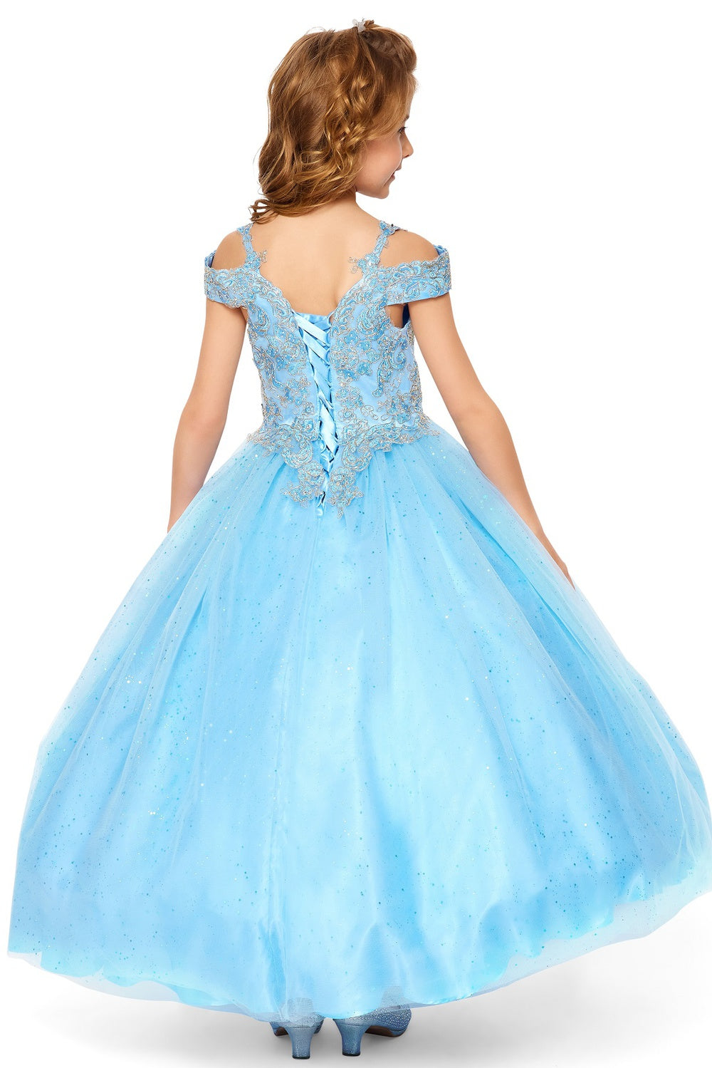 Sheer Elegance Metallic Gitter Sweetheart Quinceanera Kids Dress CU8028 Elsy Style Kids Dress