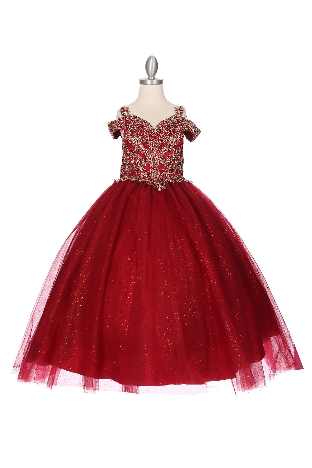 Sheer Elegance Metallic Gitter Sweetheart Quinceanera Kids Dress CU8028 Elsy Style Kids Dress