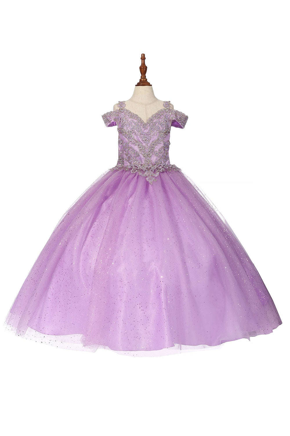 Sheer Elegance Metallic Gitter Sweetheart Quinceanera Kids Dress CU8028 Elsy Style Kids Dress