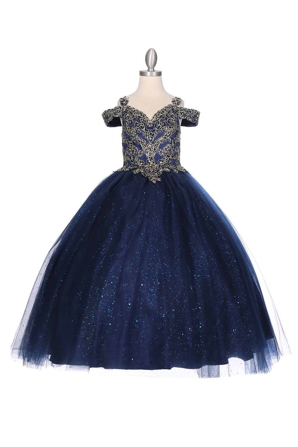 Sheer Elegance Metallic Gitter Sweetheart Quinceanera Kids Dress CU8028 Elsy Style Kids Dress