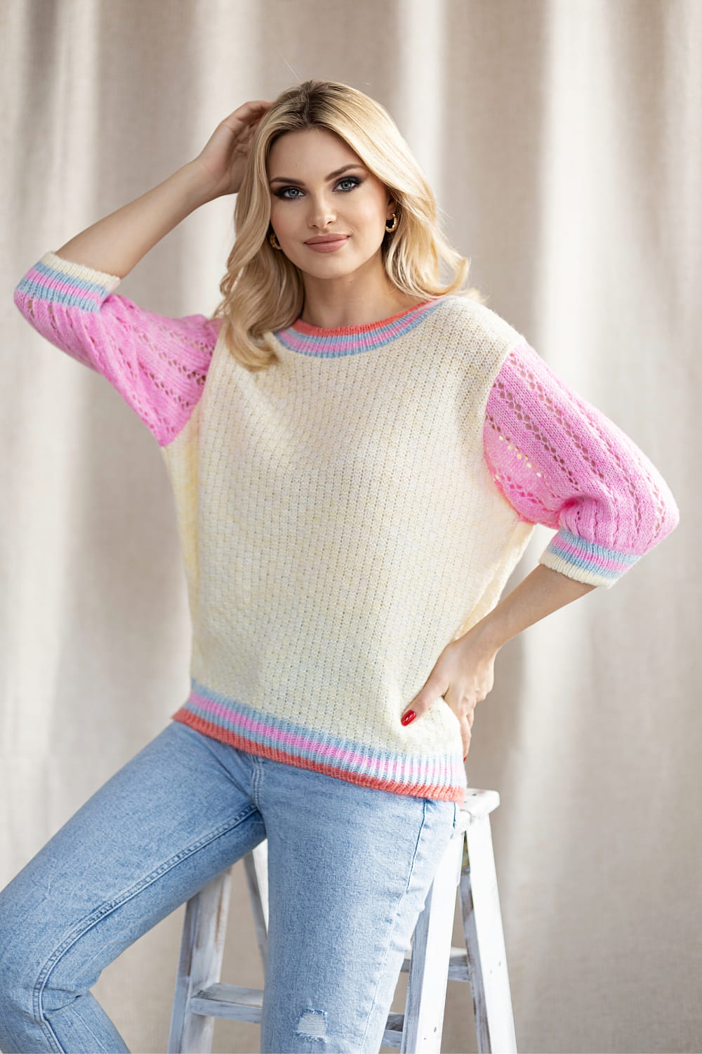 Short sleeve sweater model 178640 Elsy Style Sweaters, Pullovers, Jumpers, Turtlenecks, Boleros, Shrugs