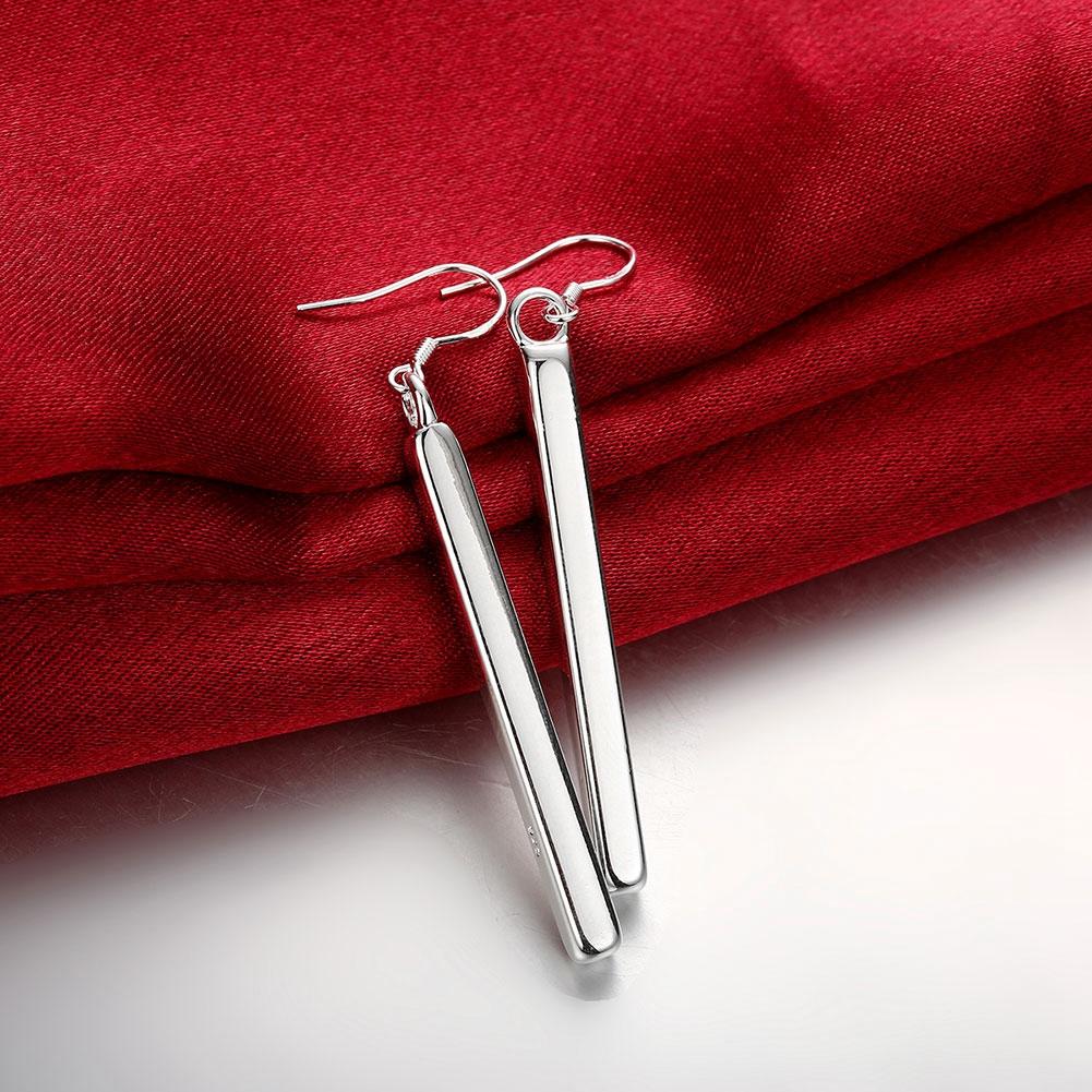 Sleek Vertical Drop Bar Earrings in Sterling Silver Plating ITALY Design Elsy Style Earring