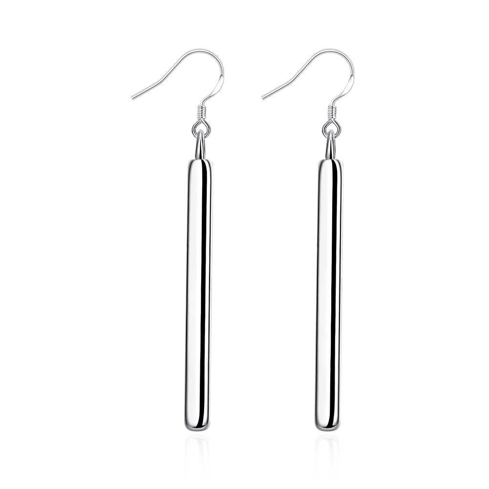 Sleek Vertical Drop Bar Earrings in Sterling Silver Plating ITALY Design Elsy Style Earring