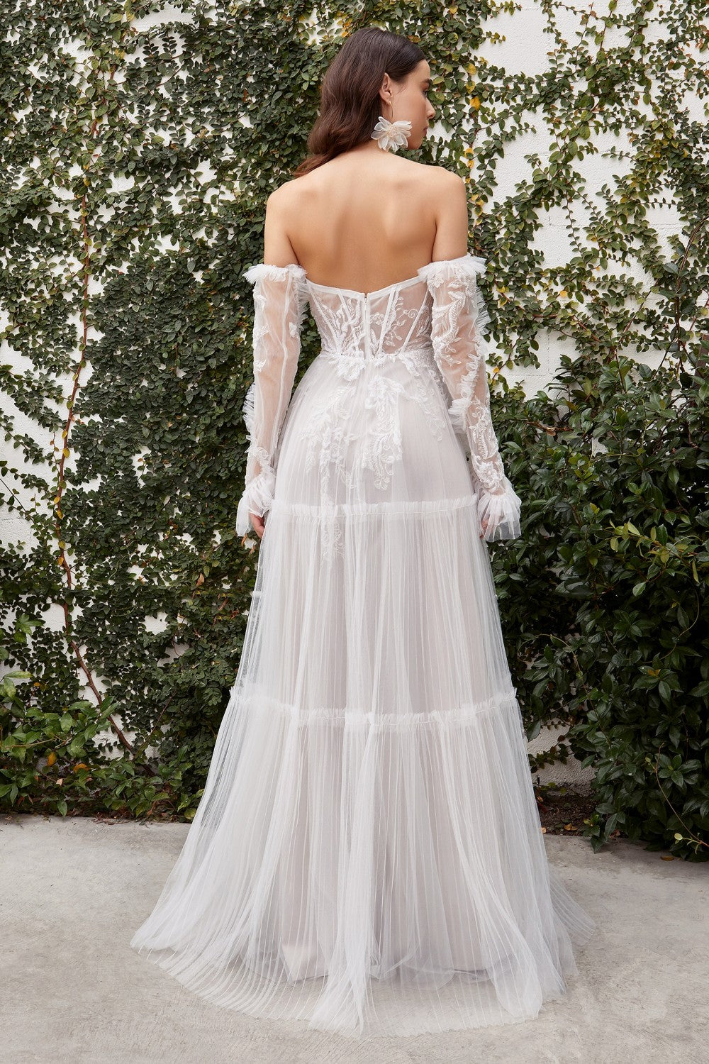 Sonia Boho Retro Wedding Gown Ruffled A-line Silhouette Skirt Structured Sweetheart Neckline Corset Off Shoulder CDA1037W Elsy Style Wedding Dresses