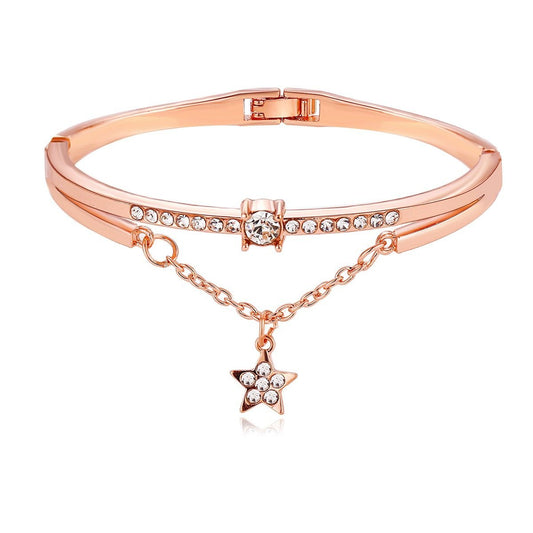 Star Drop With Austrian Crystals 18K Rose Gold Plated Bracelet ITALY Design Elsy Style Bracelet