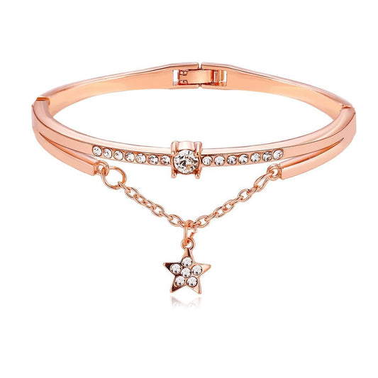 Star Drop With Austrian Crystals 18K Rose Gold Plated Bracelet in 18K Rose Gold Plated ITALY Design Elsy Style Bracelet