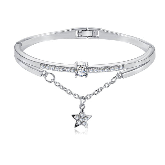 Star Drop With Austrian Crystals 18K White Gold Plated Bracelet ITALY Design Elsy Style Bracelet