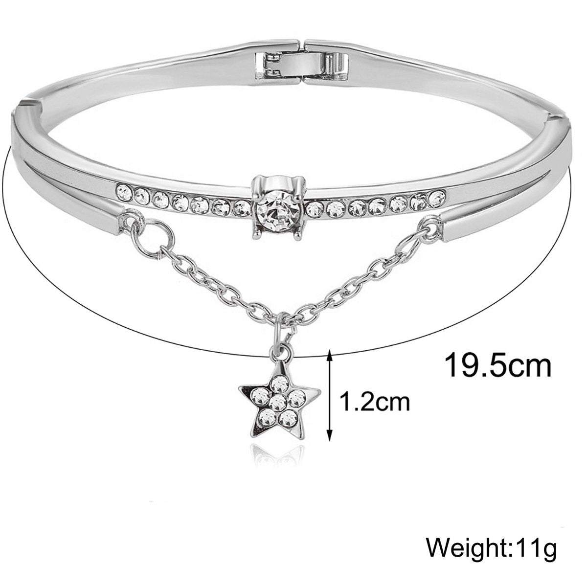 Star Drop With Austrian Crystals 18K White Gold Plated Bracelet ITALY Design Elsy Style Bracelet