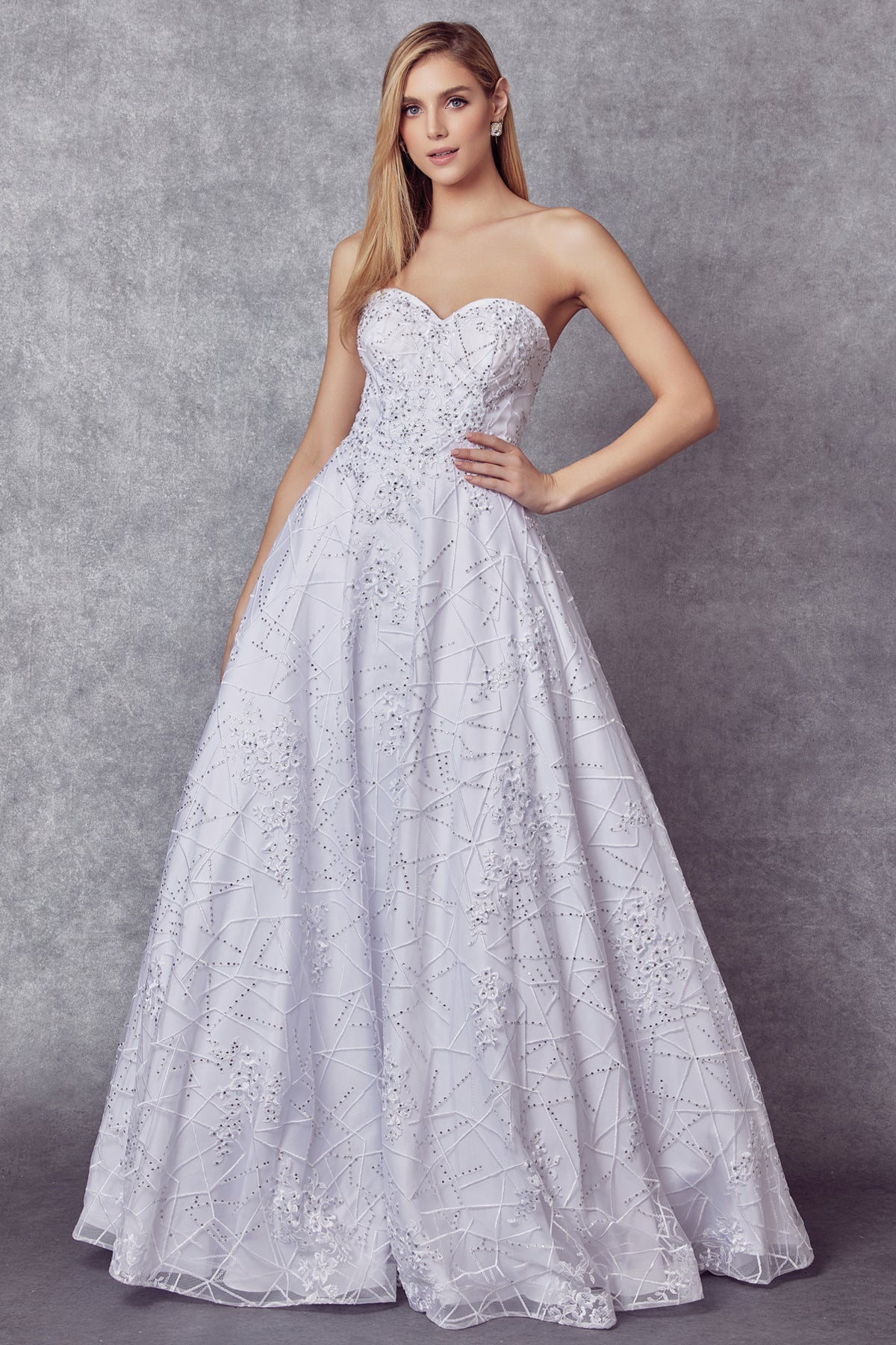 Strapless Embroidered Lace A-Line Long Wedding Dress JT692W Elsy Style Wedding Dress