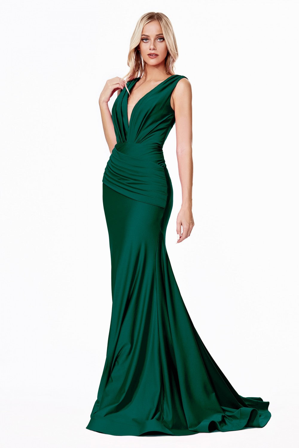 Stretch Jersey Evening Gown Formal Moder Mermaid Style Draped Bodice and Fitted Waist CDCD912 Sale Elsy Style Mother of the Bride Dress