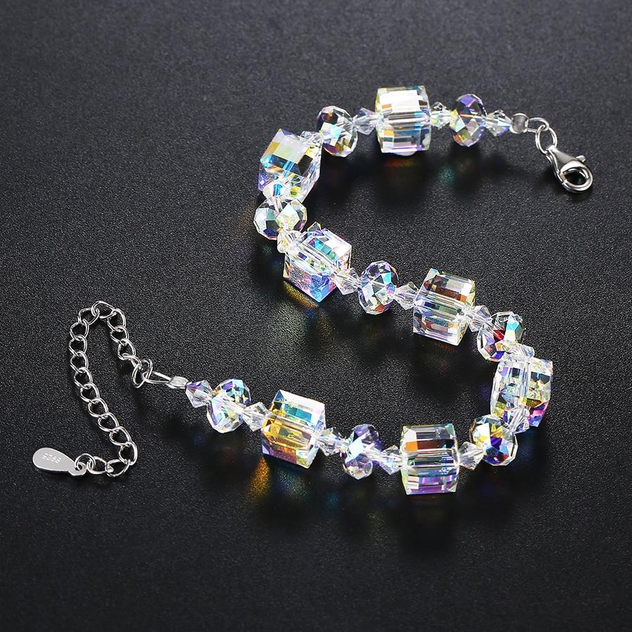 Stunning Aurora Borealis Geometric Shaped Bracelet in 18K White Gold Plating Elsy Style Bracelet