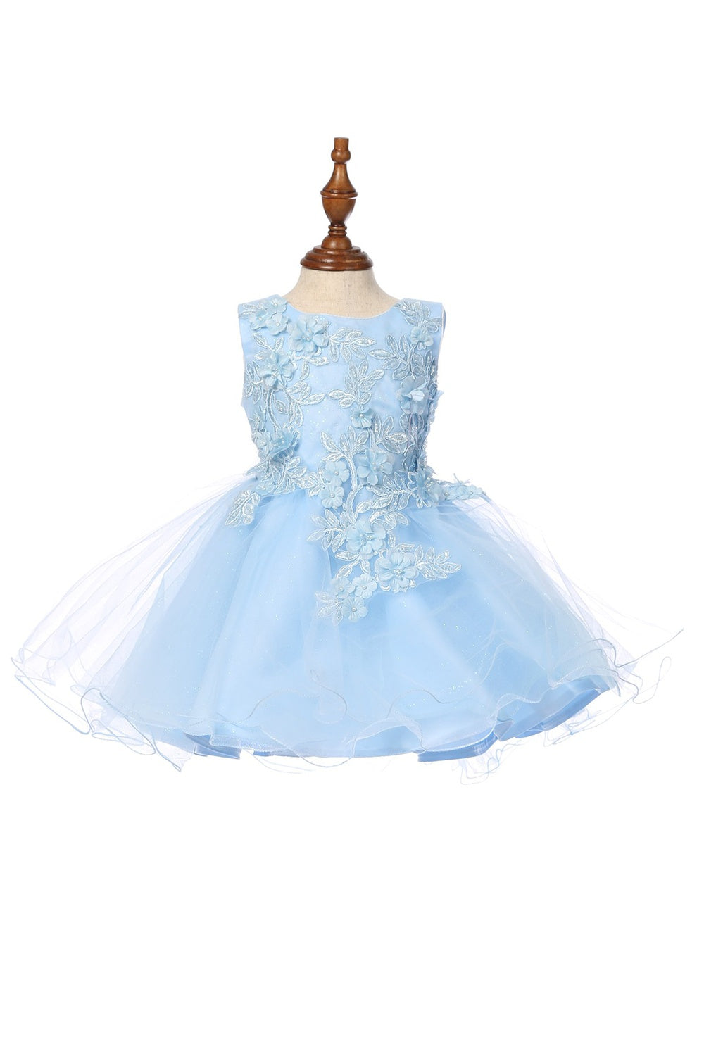 Super Cute Flower Lace Adorned With 3D Flowers Baby Tulle Kids Dress CU9125B Elsy Style Kids Dress