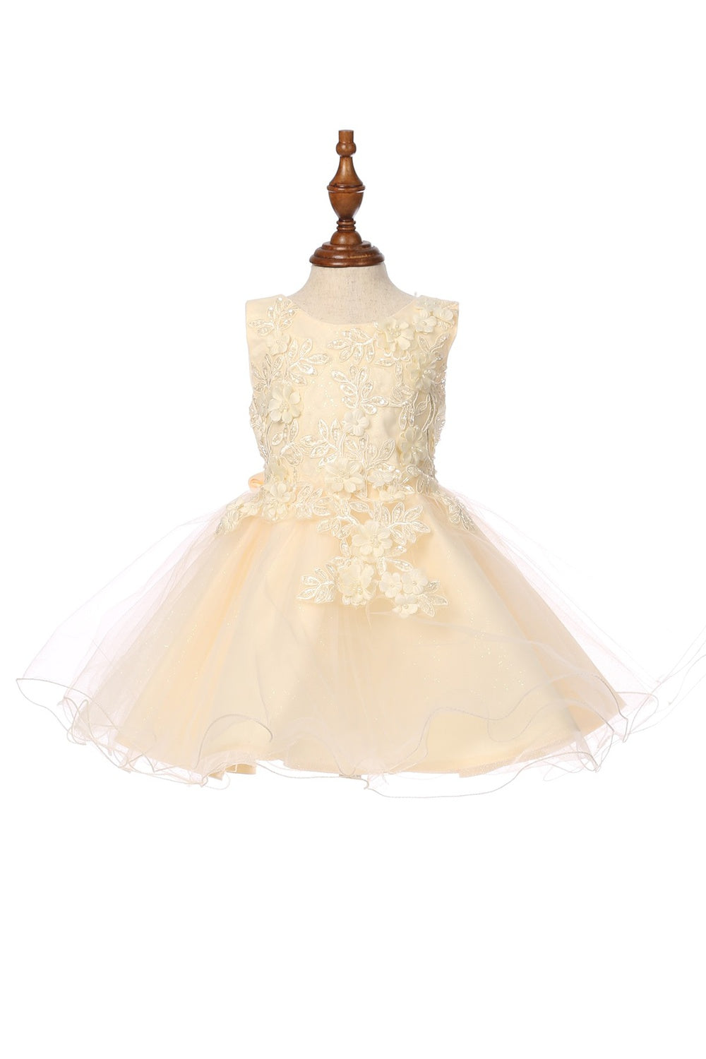 Super Cute Flower Lace Adorned With 3D Flowers Baby Tulle Kids Dress CU9125B Elsy Style Kids Dress