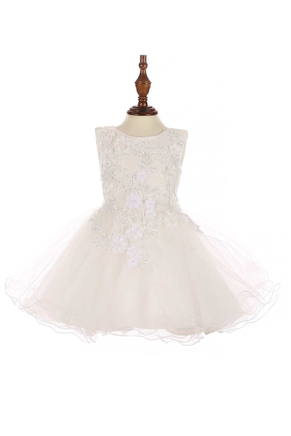 Super Cute Flower Lace Adorned With 3D Flowers Baby Tulle Kids Dress CU9125B Elsy Style Kids Dress