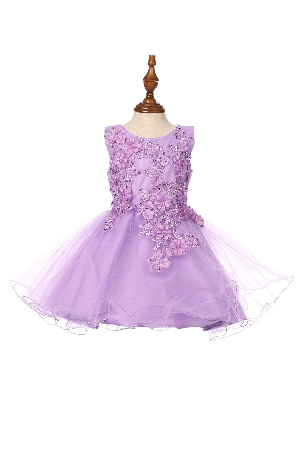 Super Cute Flower Lace Adorned With 3D Flowers Baby Tulle Kids Dress CU9125B Elsy Style Kids Dress