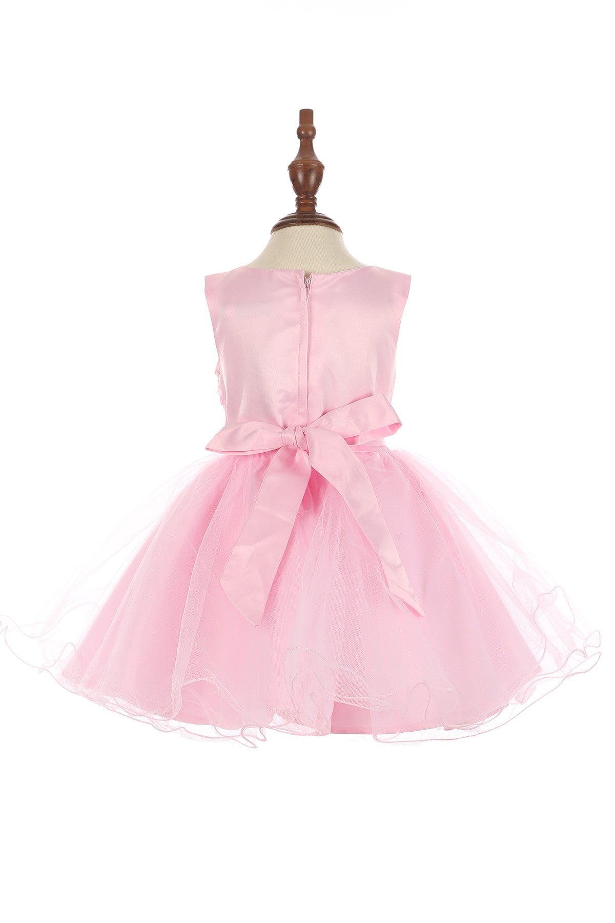 Super Cute Flower Lace Adorned With 3D Flowers Baby Tulle Kids Dress CU9125B Elsy Style Kids Dress