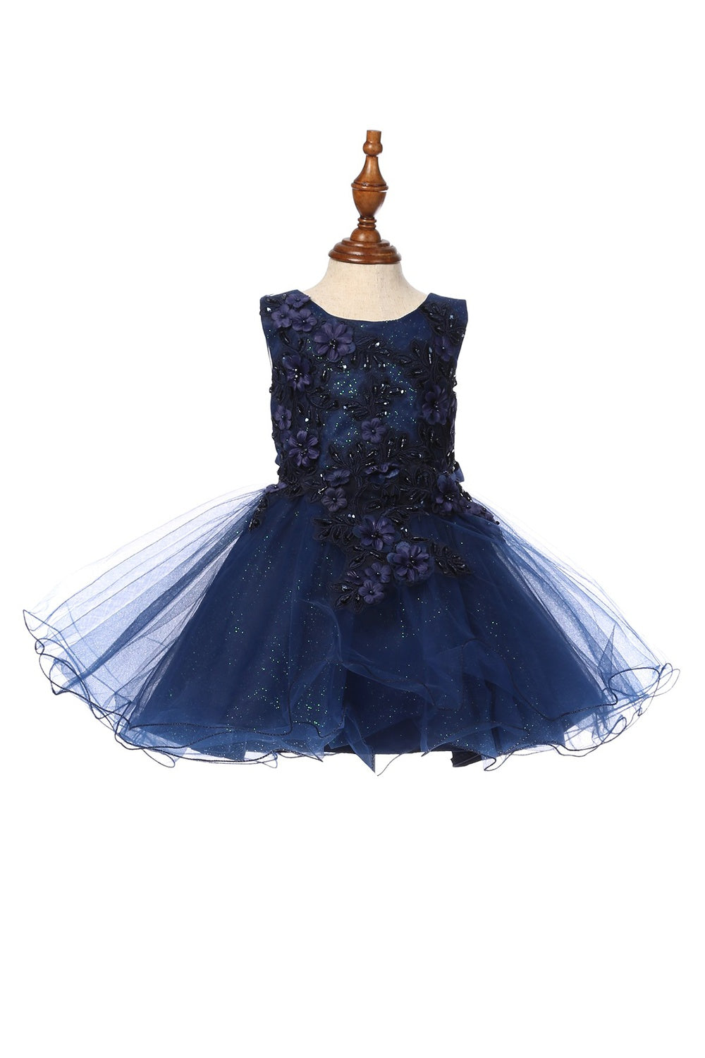 Super Cute Flower Lace Adorned With 3D Flowers Baby Tulle Kids Dress CU9125B Elsy Style Kids Dress