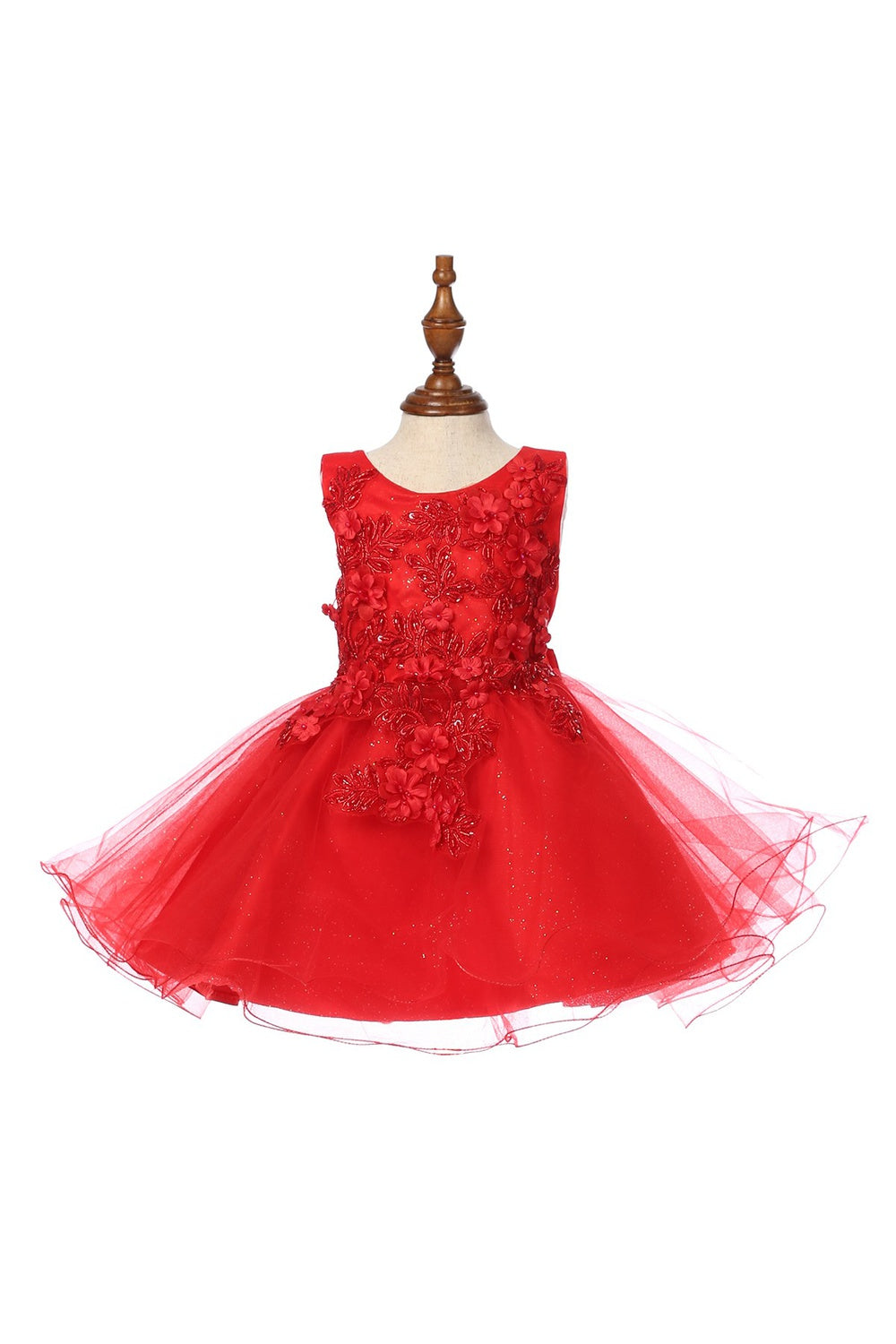 Super Cute Flower Lace Adorned With 3D Flowers Baby Tulle Kids Dress CU9125B Elsy Style Kids Dress