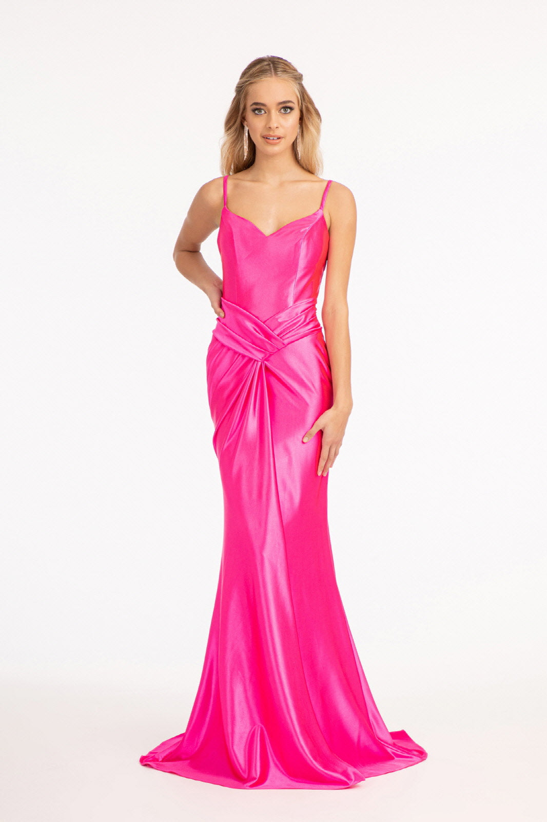 Sweetheart Satin Mermaid Dress Open Back and Side Gathered Waistline GLGL3044 Elsy Style PROM