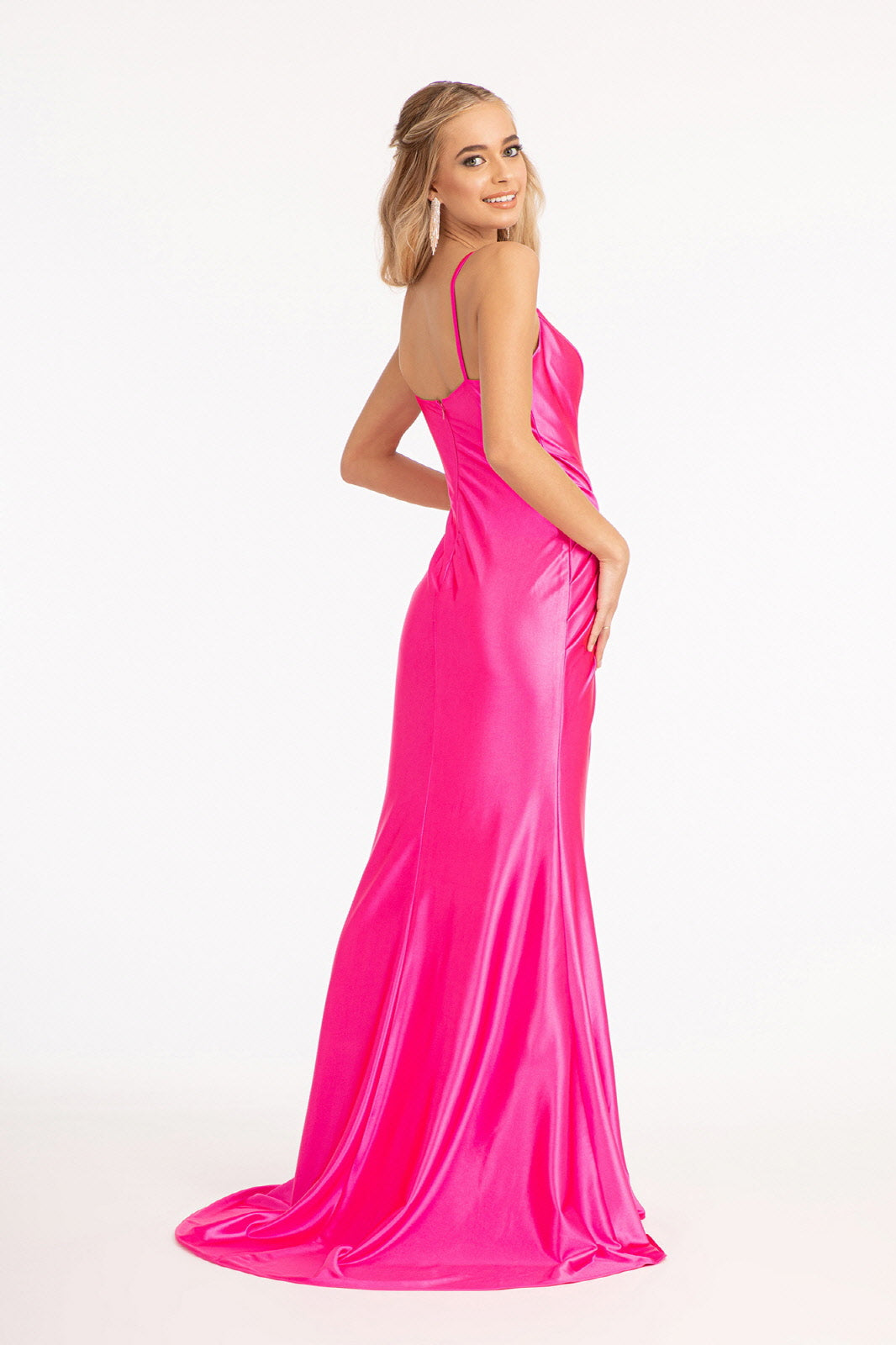 Sweetheart Satin Mermaid Dress Open Back and Side Gathered Waistline GLGL3044 Elsy Style PROM