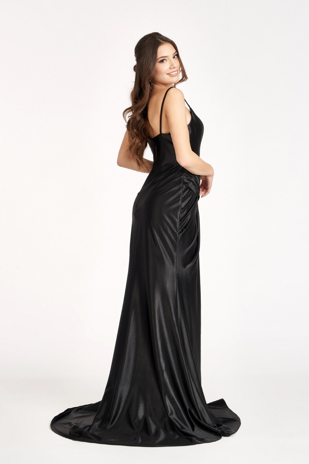 Sweetheart Satin Mermaid Dress Open Back and Side Gathered Waistline GLGL3044 Elsy Style PROM