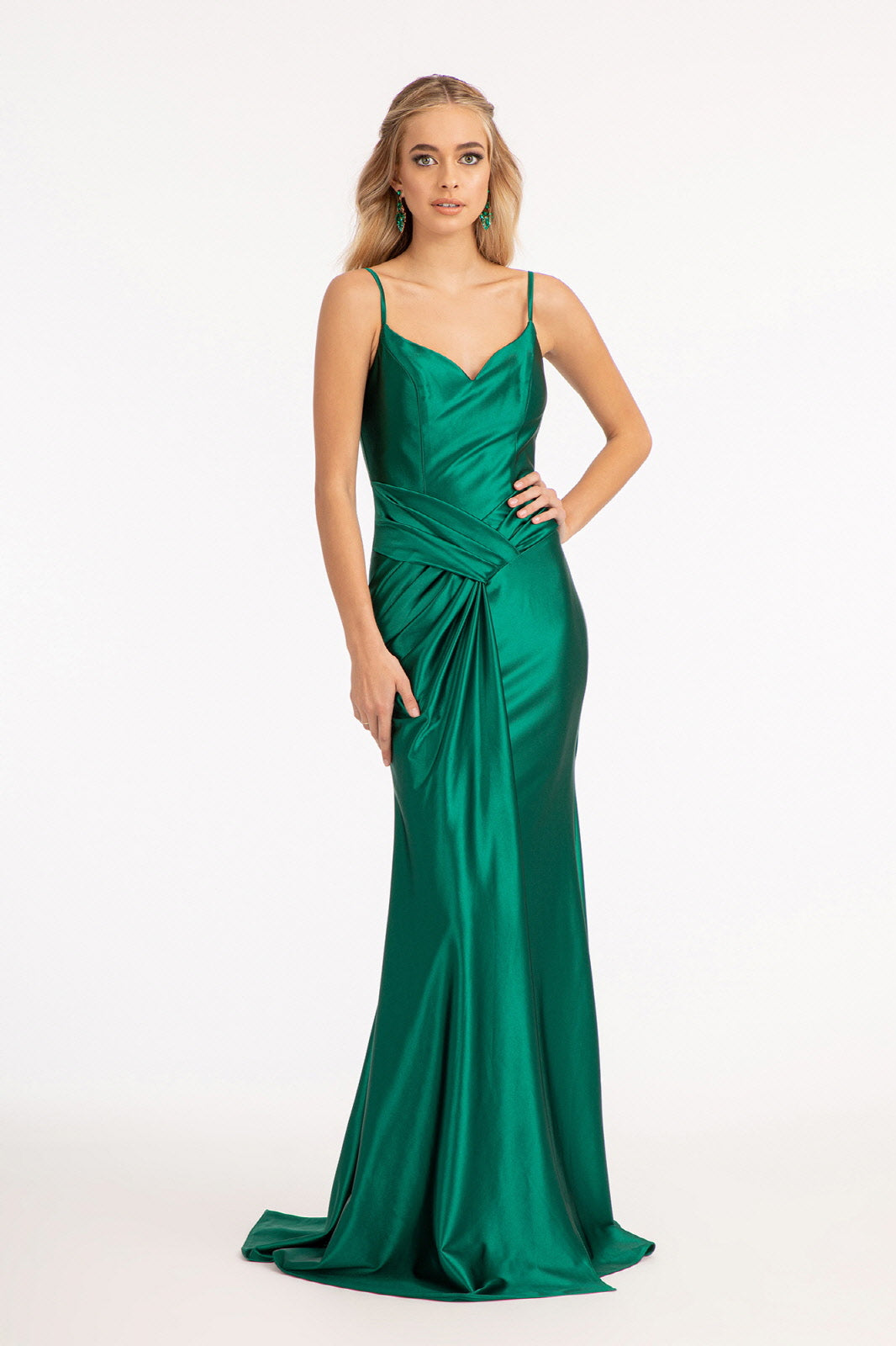 Sweetheart Satin Mermaid Dress Open Back and Side Gathered Waistline GLGL3044 Elsy Style PROM