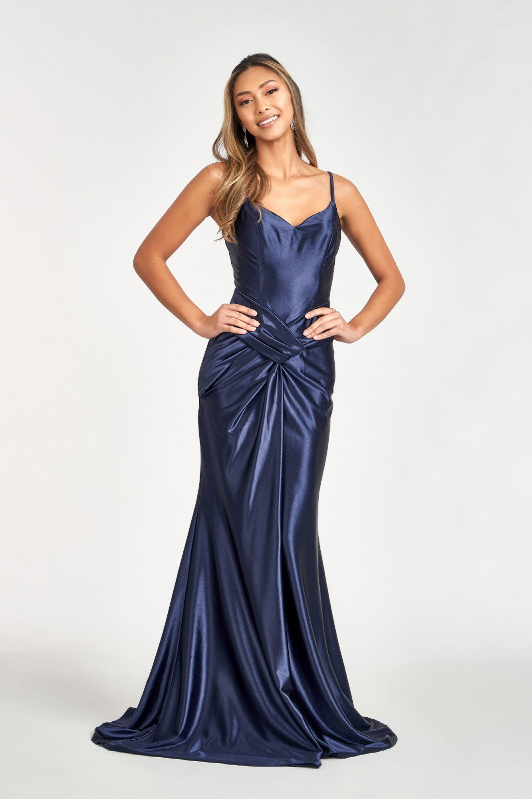 Sweetheart Satin Mermaid Dress Open Back and Side Gathered Waistline GLGL3044 Elsy Style PROM