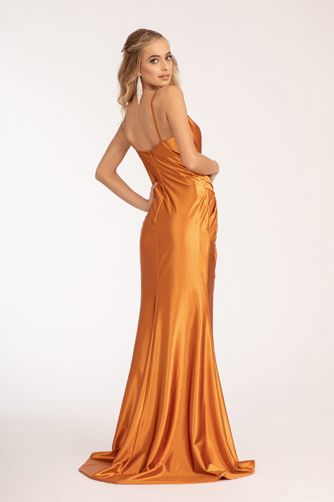 Sweetheart Satin Mermaid Dress Open Back and Side Gathered Waistline GLGL3044 Elsy Style PROM