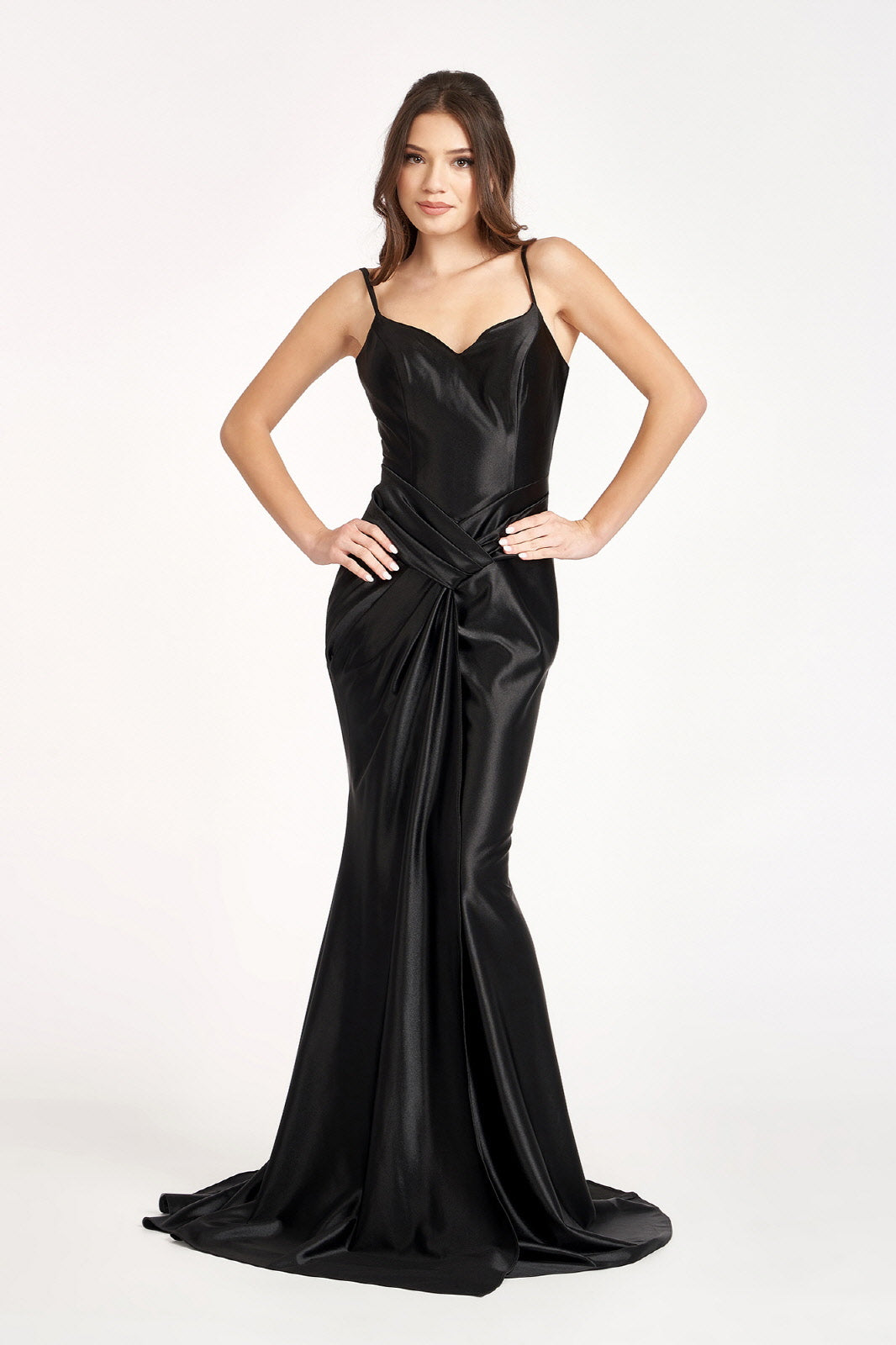 Sweetheart Satin Mermaid Dress Open Back and Side Gathered Waistline GLGL3044 Elsy Style PROM