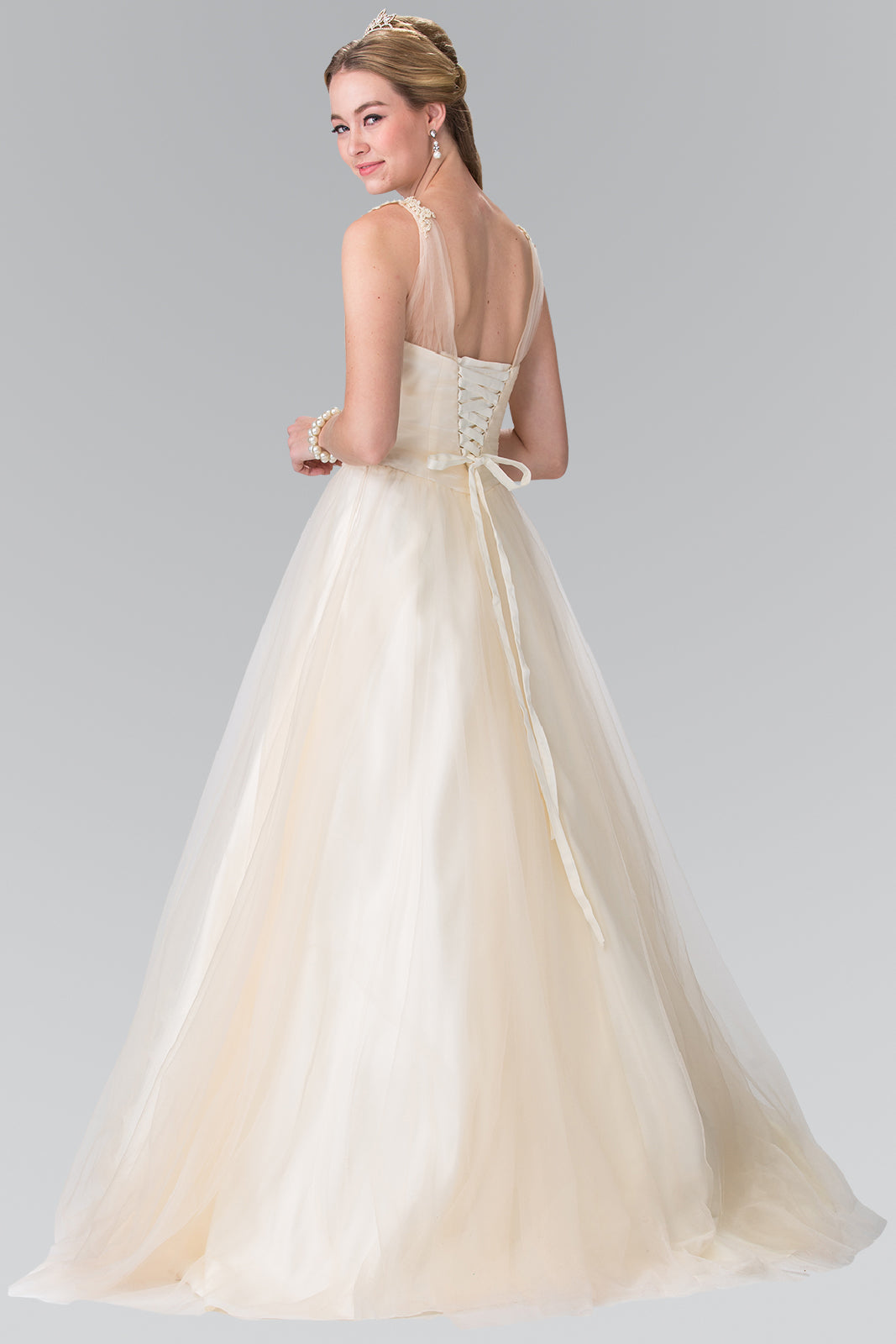 Sweethearted Embroidery Mesh Wedding Dress with Corset Back GLGL2202 Elsy Style WEDDING GOWNS